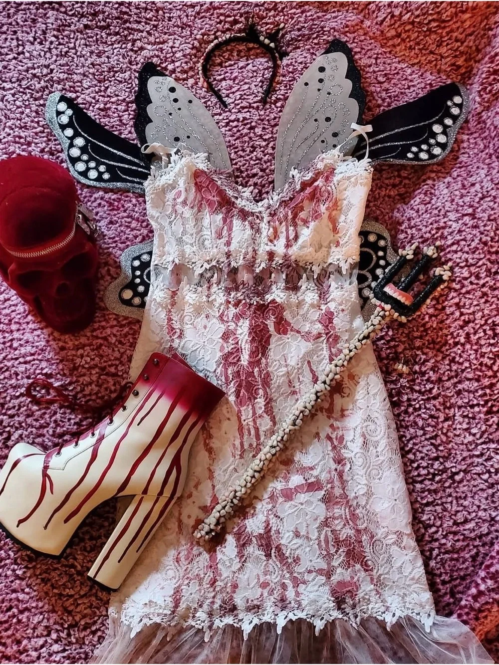 dolls kill scream queen bloody platform boots size 10 rare halloween